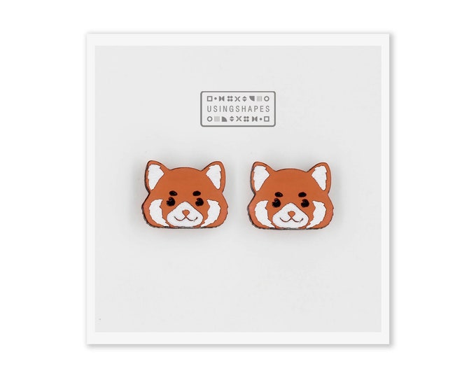 Red Panda Earrings, Red Panda Bear Stud Earrings, Animal Earrings, Bear Accessories, Eco friendly