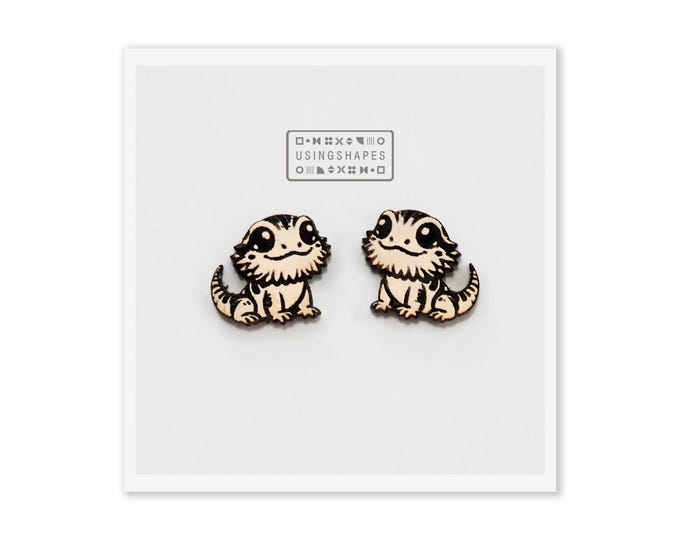 Cute Bearded Dragon Stud Earrings, Reptiles Earrings, Lizard Stud Earrings