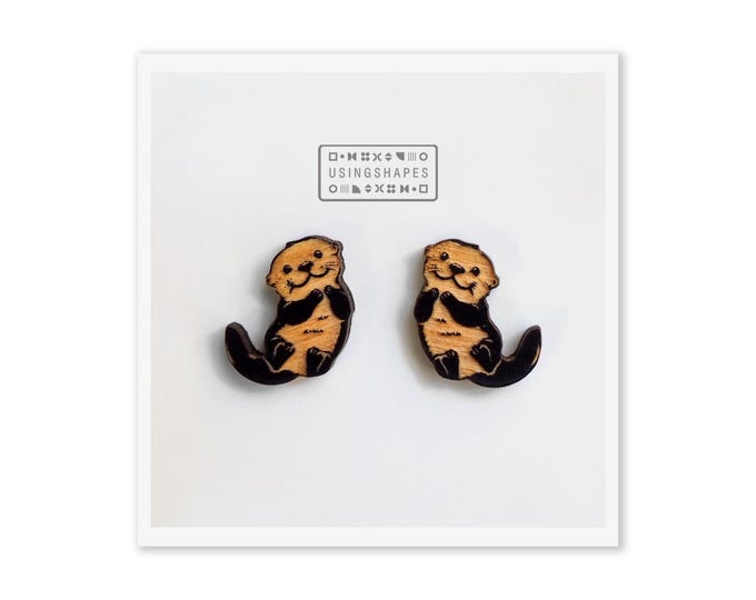 Cute Otter Stud Earrings, Adorable Animal Jewelry for Otter Lovers, Nature Fans, Fun Gift for Her, Handmade with Love