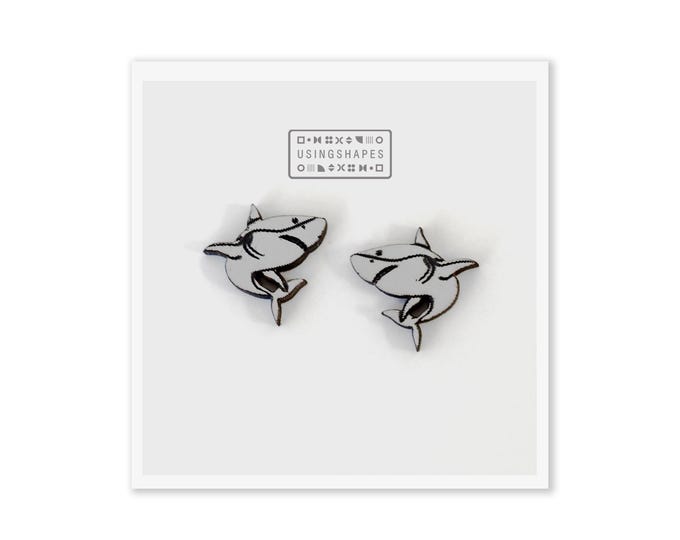 Shark Stud Earrings, Stud Earrings, Sea Animal Stud Earrings, Fish Stud Earrings, Post Earrings, Handmade Earrings, Eco friendly