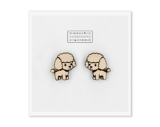 Poodle Dog Stud Earrings, Poodle Dog Post Earrings, Wooden Earrings, Poodle Earrings, Eco friendly