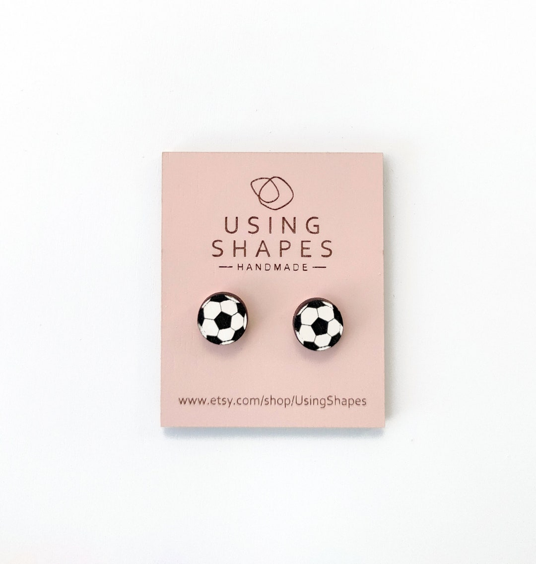 Soccer Ball Stud Earrings, Soccer Earrings, Sports Lover Earrings, Football Earrings, Wooden
