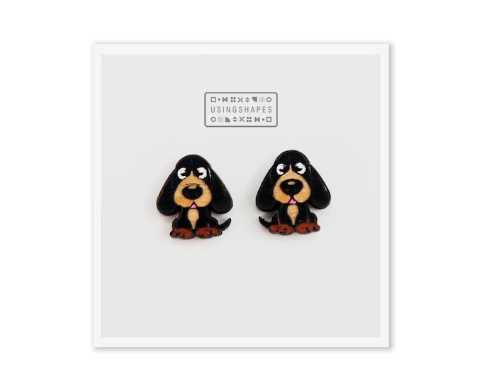 Bloodhound Dog Stud Earrings, bloodhound Dog Post Earrings, Wooden Earrings, bloodhound Studs, bloodhound Post Earrings