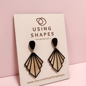 Geometrical Wooden Earrings, Drop Earrings, Elegant Earrings, Gift For Her, Statement Earrings,BK125 image 2