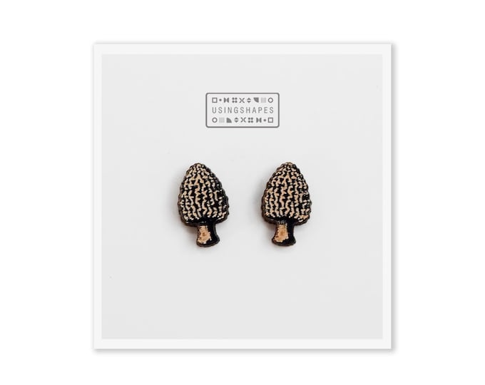 Morel Mushroom Stud Earrings | Unique and Charming Fungi Jewelry