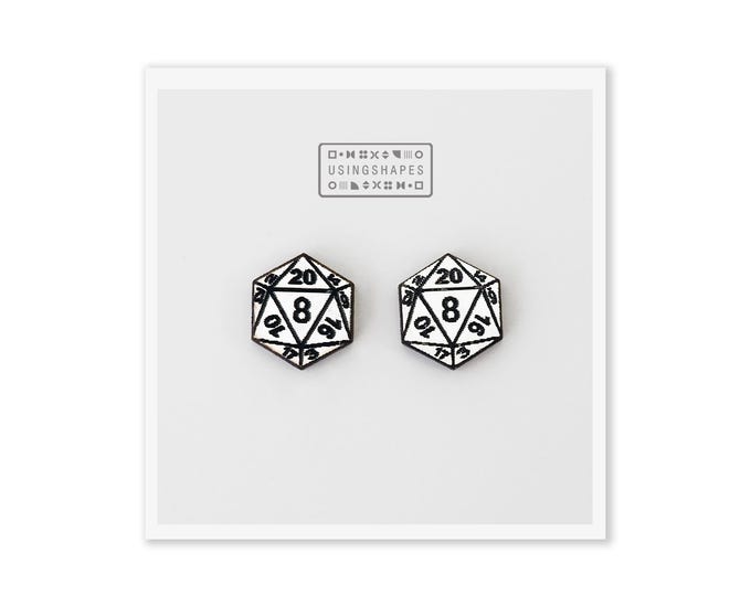 D20 Dice Stud Earrings, Dungeons & Dragons Earrings, D20 Stud Earrings, DND Jewelry