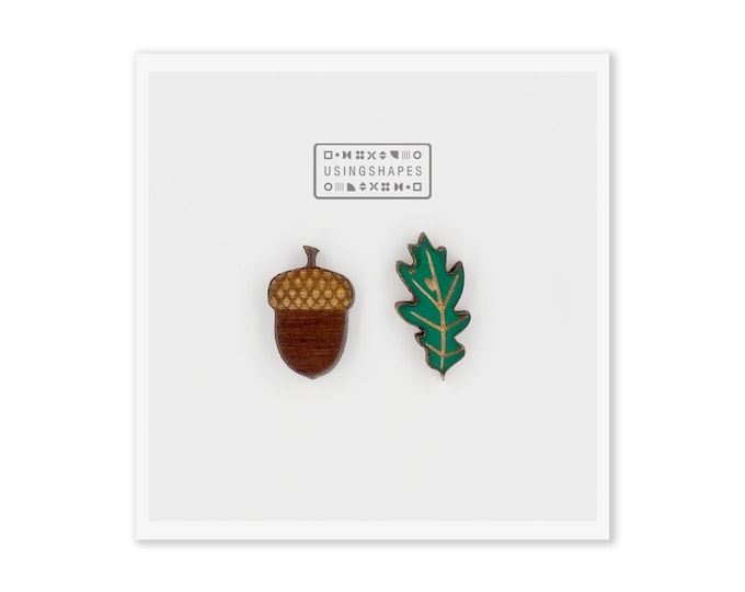 Acorn and Oak Leaf Earrings, Nature earrings, Oak Leaf Earrings, Nature Gift, Acorn Studs, Botanical Earrings, Woodland Studs, Eco friendly