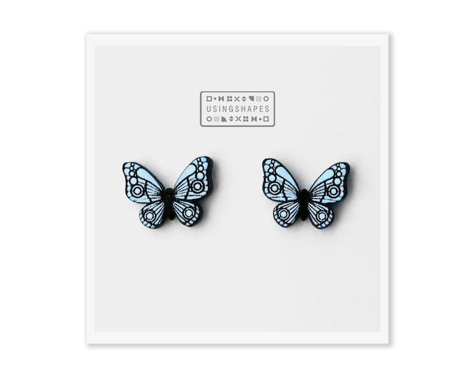 Monarch Butterfly Stud Earrings: Hand-Painted Wooden Jewelry