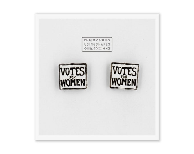 Votes for Women Stud Earrings, Feminist earrings, Girl Power, Suffragettes, Post Earrings, Wooden Earrings, Eco friendly