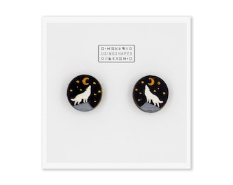 Wolf with Mountains Earrings Wolf with Mountains Earrings