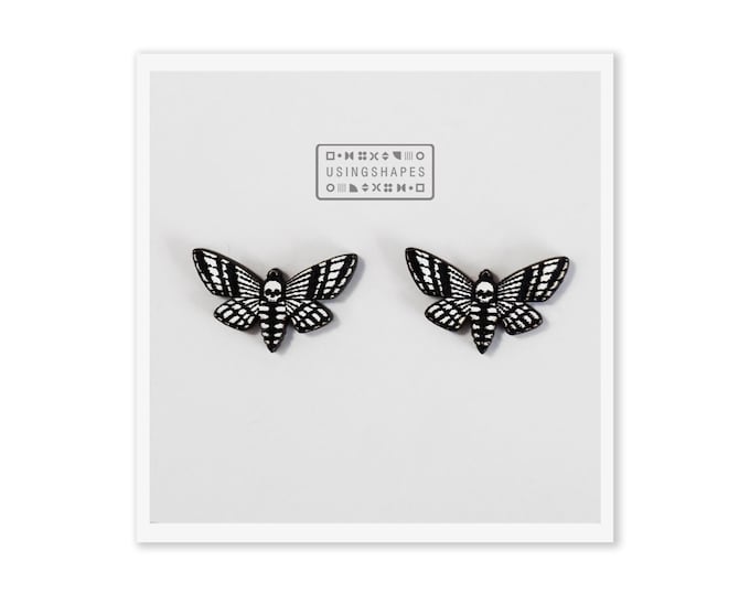 Death's Head Moth Earrings, Witchy Jewelry, Halloween Earrings, Halloween Jewelry, Dead Head Moth