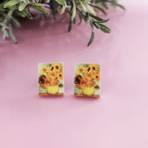 Van Gogh Sonnenblumen Ohrstecker: Laser geschnittener Acrylschmuck