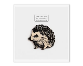 Hedgehog Pin Brooch, Wooden Pin, Fridge Magnet, BG08