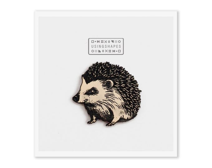 Hedgehog Pin Brooch, Wooden Pin, Fridge Magnet, BG08
