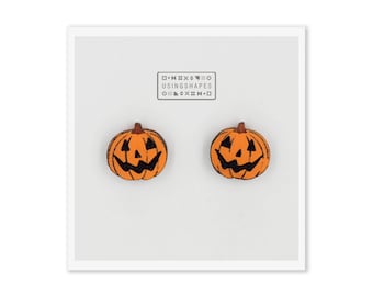 Pendientes de madera con forma de Jack-O-Lantern, joyería de Halloween