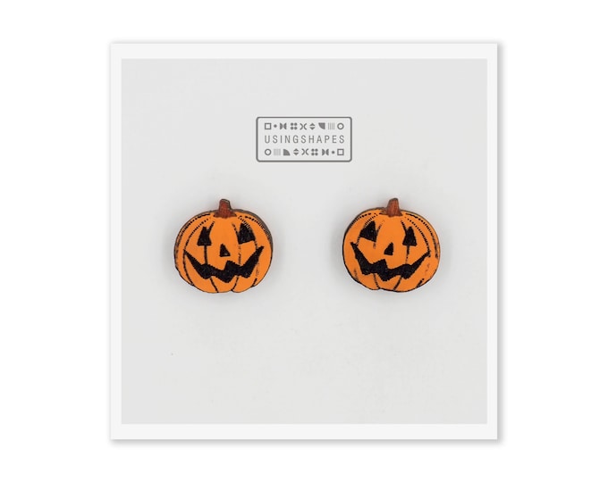 Jack O Lantern Stud Earrings, Halloween Earrings, Pumpkin Stud Earrings, Pumpkin Earrings, Halloween Pumpkin Studs, Eco friendly