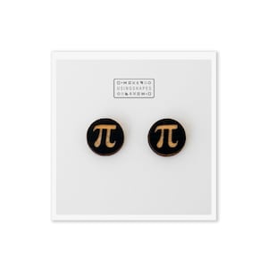 Pi Symbol Earrings: Hand-Painted Birch Wood Studs