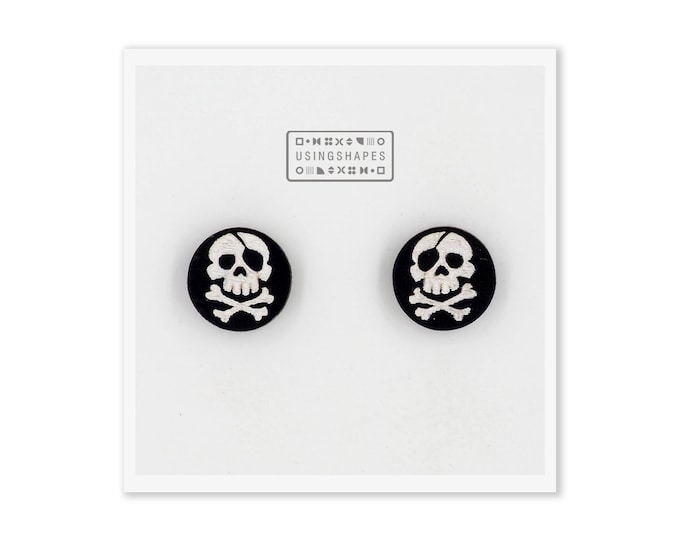 Pirate Skull Stud Earrings Edgy Skull and Crossbones Jewelry