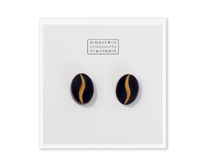 Coffee Bean stud Earrings, Hypoallergenic Studs, Coffee Lover Gift, Wooden Stud Earrings, Imitation of Coffe Bean, Coffee Bean