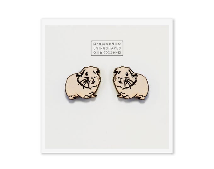 Guinea pig Stud Earrings, Guinea pig Post Earrings, Wooden Earrings, Pet Studs, Pet Post Earrings, Pet Jewelry, Eco friendly