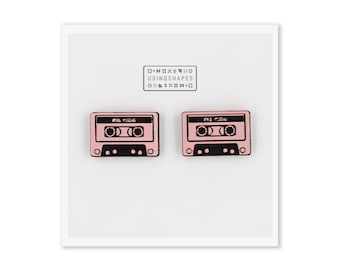 Oorknopjes met cassetteband | Retro muziek geïnspireerde sieraden vintage accessoires voor muziektape