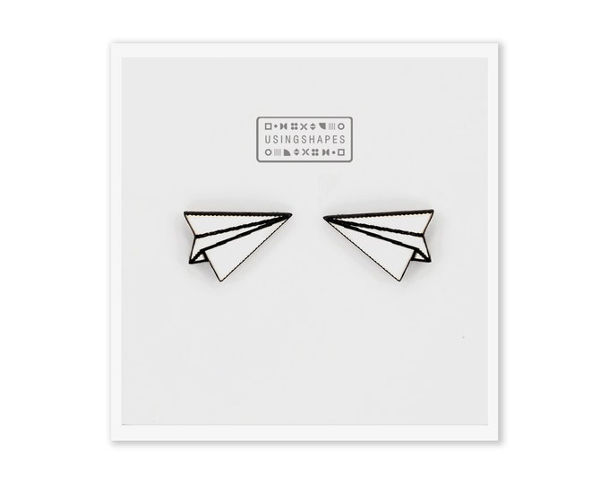 Paper Airplane Stud Earrings, Paper Plane Studs, Airplane Earrings, Origami Earrings, Handmade Jewelry, Eco friendly Earrings