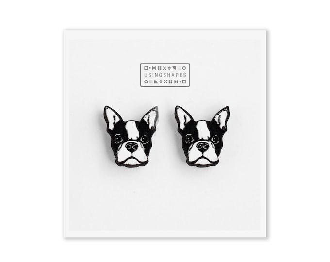 French Bulldog Stud Earrings, Bulldog Posts, Dog Earrings, Wooden Earrings, Pet Studs, Pet Post Earrings, Pet Jewelry, Eco friendly
