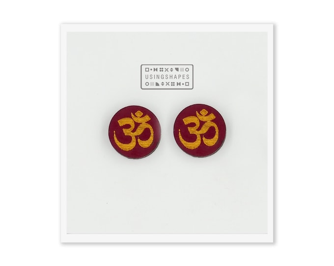 Om Symbol Stud Earrings, Om Wooden Studs, Yoga Accessories, Yoga Lovers Gift, Spiritual Symbol Posts, Meditation Studs, Eco friendly