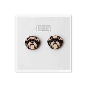 Shih Tzu Dog Stud Earrings, Dog Post Earrings, Wooden Earrings, Shih Tzu dog Post Earrings, Eco friendly,