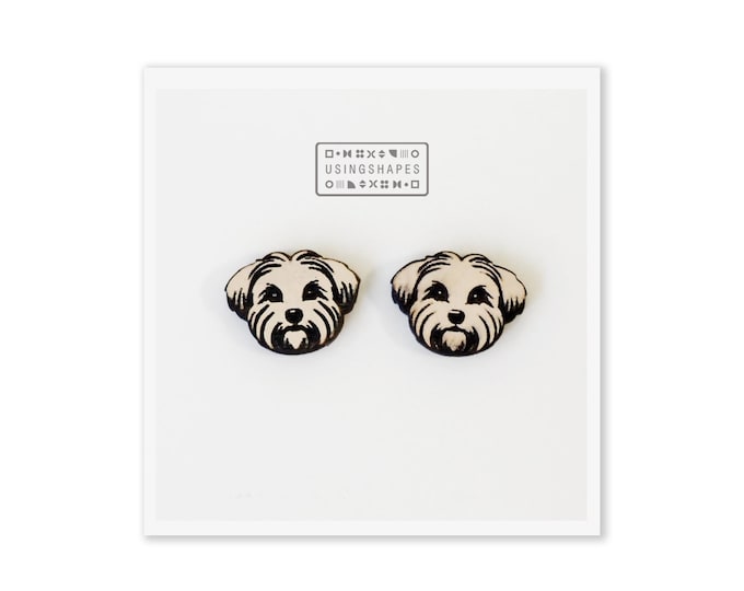 Maltese Dog Stud Earrings, Dog Post Earrings, Wooden Earrings, Maltese Dog Post Earrings, Eco friendly