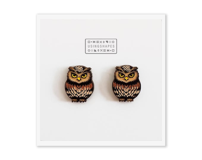 Wooden Owl Stud Earrings, Laser Cut Wood Owl Studs, Wise Owl Earrings, Owl Lover Gifts