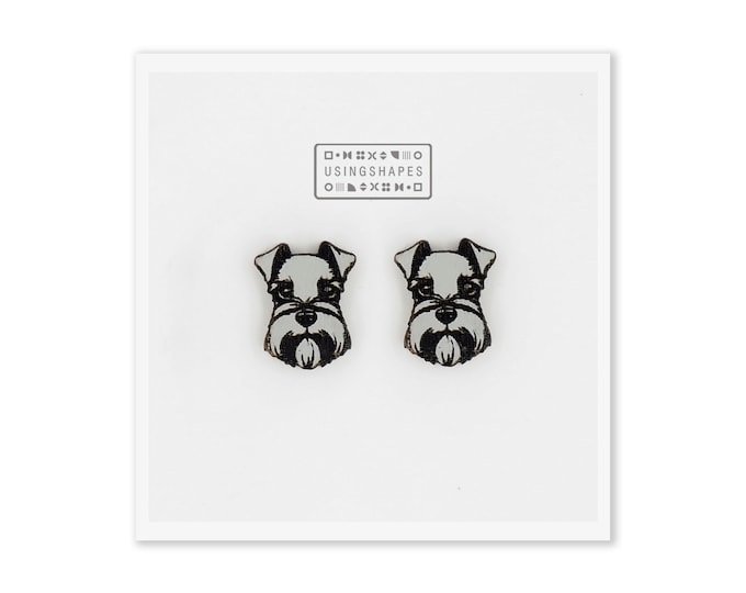 Schnauzer Dog Stud Earrings, Schnauzer Dog Post Earrings, Wooden Earrings, Schnauzer Studs, Schnauzer Post Earrings, Eco friendly