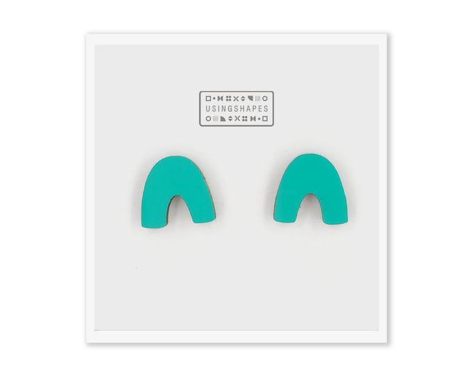 Organic Shape Stud Earrings, Minimal Boho Turquoise Shape, Stud Earrings, Handmade Gifts for Her, Eco friendly