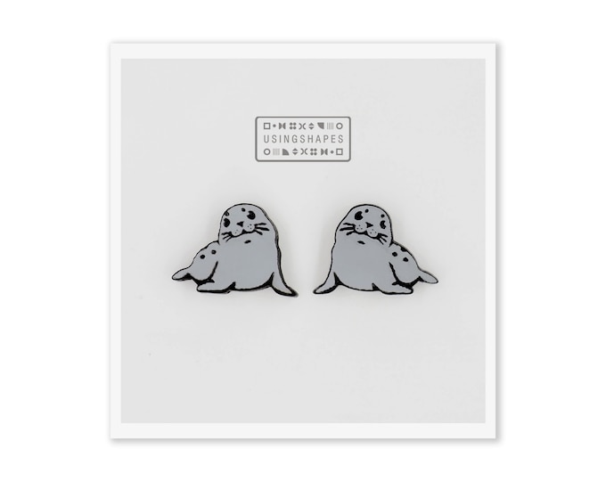 Baby Seal Stud Earrings, Seal Earrings, Cute Animal Studs, Seal Post Earrings, Animal Jewellery, Gift for Her, Eco friendly
