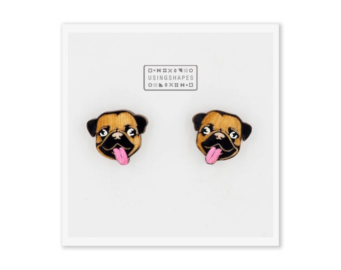 Pug Dog Stud Earrings, Pug Dog Studs, Pug Dog Earrings, Dog Stud, Jewelry Dog Accessories, Dog Lover Gift