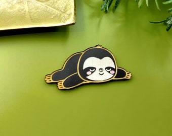 Sloth Pin, Sloth Brooch, Sloth Pin, Wooden Pin, Animals Pin, Cute Sloth Pin, Sloth Magnet, Fridge Magnet,BK115