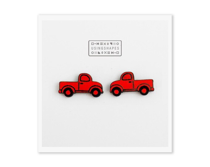 Red Christmas Truck Stud Earrings, Red Truck Earrings, Christmas gifts for her, Christmas Earrings, Red Earrings, Eco friendly earrings