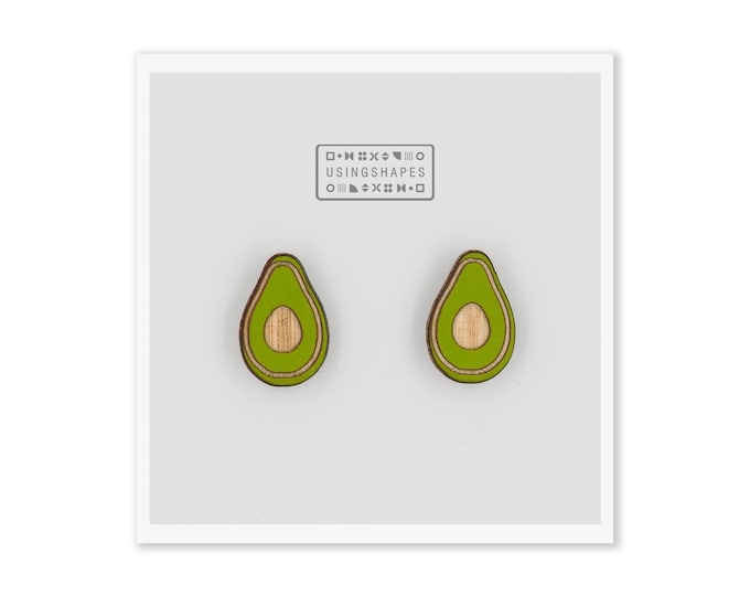 Avocado Stud Earrings, Avocado Studs, Vegan Earrings, Green Earrings, Eco friendly