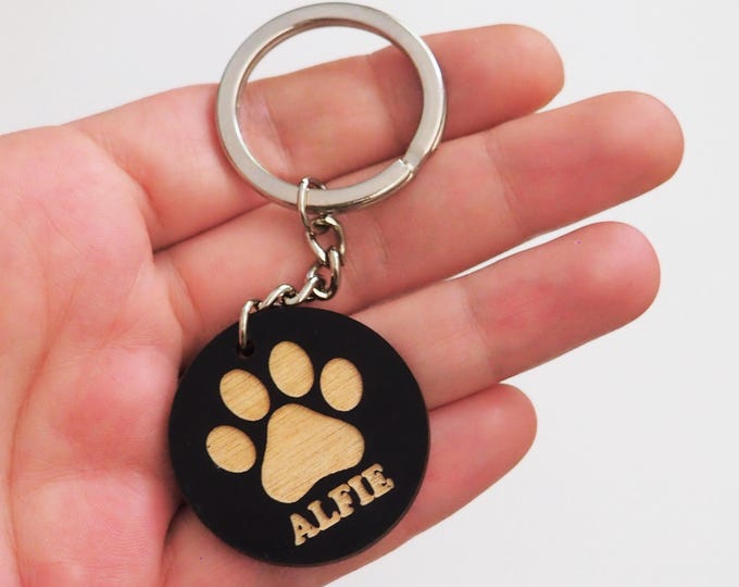 Wooden Paw key chain, Personalized with your Dog's/Cat name laser engraved, Dog mom's gifts