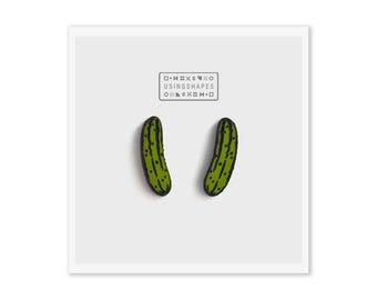 Pickle Cucumber Stud Earrings, Quirky Food Jewelry
