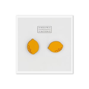 Lemon Stud Earrings, Yellow Lemon Jewelry, Lemon Accessories, Citrus Fruit Earrings, Fruit Studs, Fruit Jewelry, Yellow Studs, Eco friendly