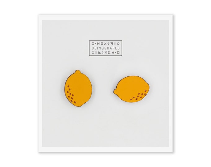 Lemon Stud Earrings, Yellow Lemon Jewelry, Lemon Accessories, Citrus Fruit Earrings, Fruit Studs, Fruit Jewelry, Yellow Studs, Eco friendly