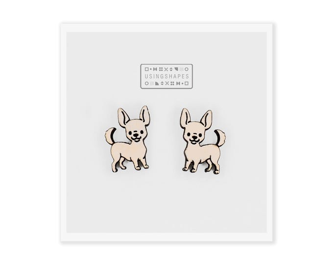 Chihuahua Dog Stud Earrings, Chihuahua Dog Post Earrings, Wooden Earrings, Chihuahua Studs, Chihuahua Post Earrings, Eco friendly