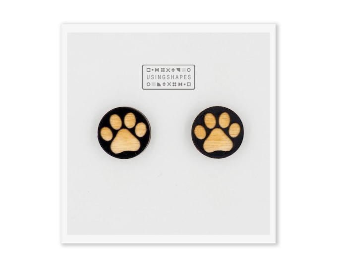 Dog Paw Stud Earrings, Dog Paw Studs, Dog Paw Earrings, Dog Paw Jewelry, Dog Footprint Earrings, Dog Lover Gift, Eco friendly