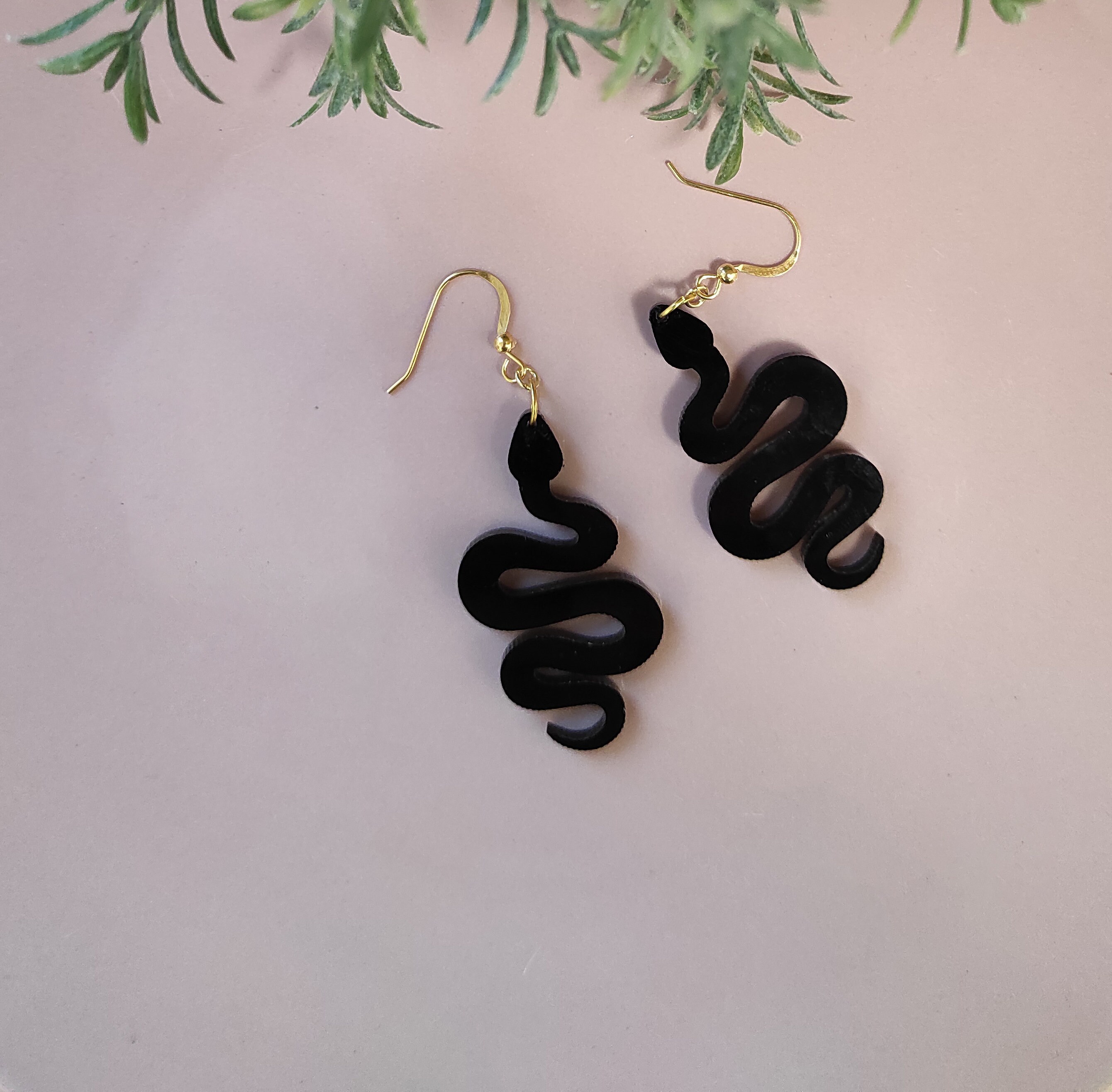 Snake earrings Black Snake Drop Earrings Wood Jewelry Snake Etsy