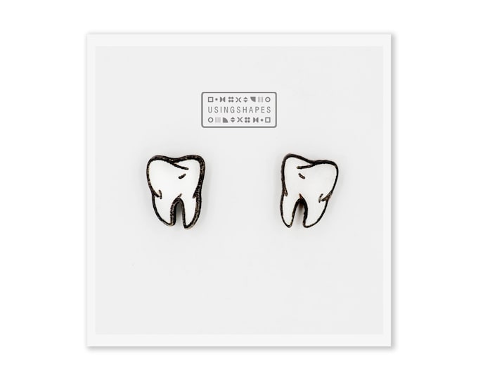 Tooth Stud Earrings, Teeth Earrings, Tooth Studs, Dentist Earrings, Funny Earrings, Dental Assistant Gift, Dentist Gift, Eco friendly
