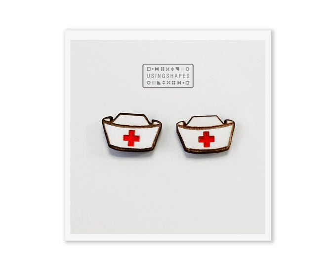 Nurse Hat Stud Earrings, Cute and Stylish Medical Jewelry, Nurse Cap Stud Earrings