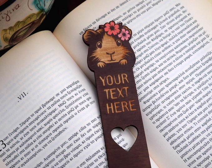 Personalized Guinea Pig Bookmark: Engraved Wooden Animal Lover Gift