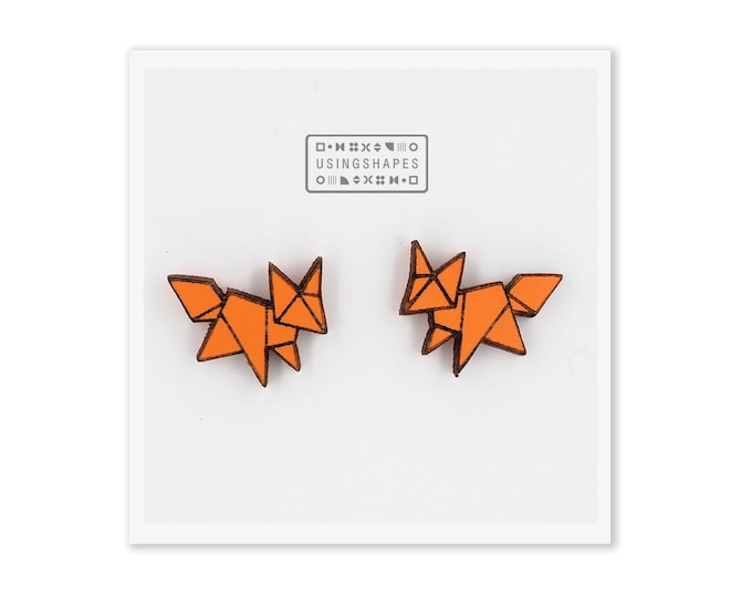 Origami Fox Stud Earrings, Fox Accessories, Origami Fox Earring, Fox Stud, Jewelry Fox Accessories, Animal Lover Gift, Eco friendly