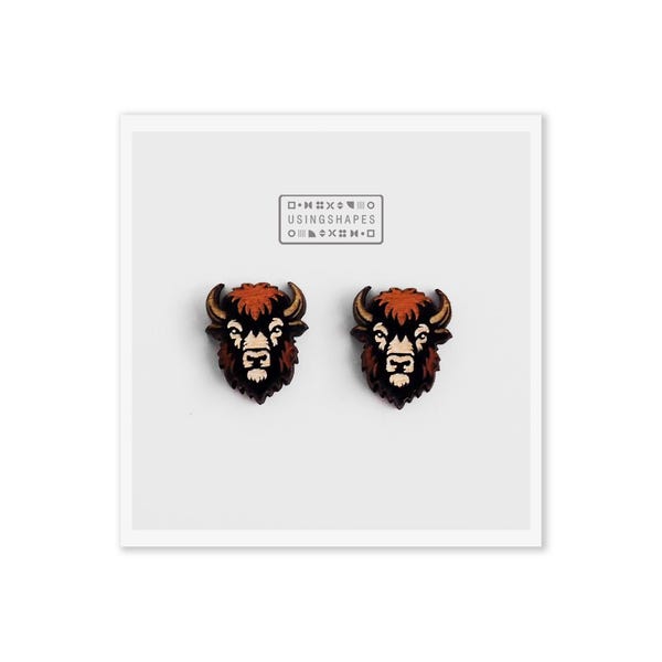Western Earrings - Silver Bison